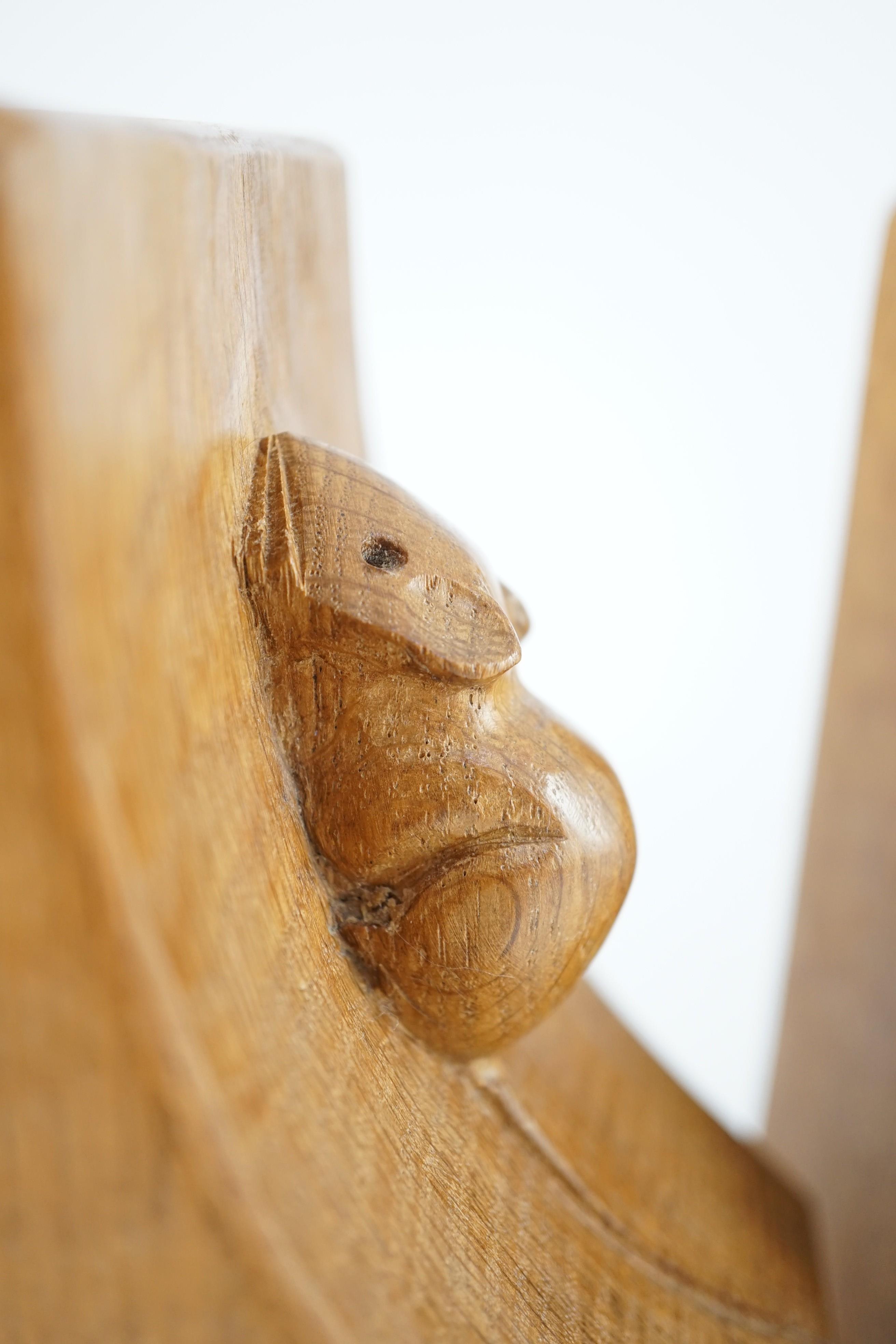 Two pairs of Robert Thompson Mouseman Thompson oak bookends, width 9.5cm depth 9.5cm height 15cm